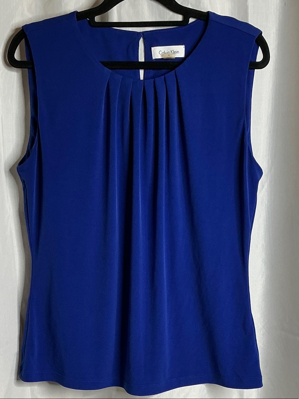Calvin Klein Sleeveless Pleated Cobalt Blue Camisole